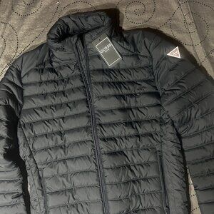 GUESS QUILTED PACKABLE BLACK LIGHT PUFFER HOODIE JACKET SIZE M MEN NWT $150.00